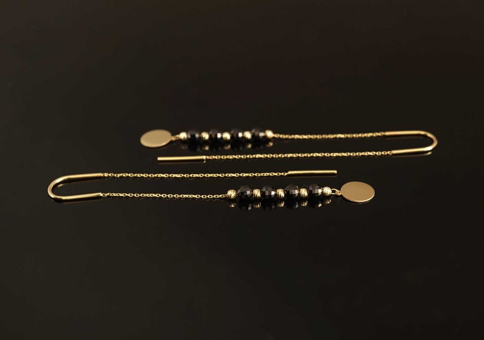 Złoto 585-złote kolczyki wiszące celebrytki