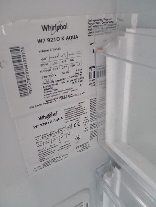 Lodówka whirlpool w7 9210 k aqua