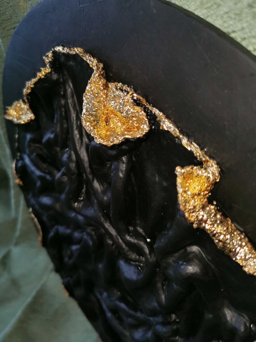 Інтер'єрна об'ємна картина Золото на чорному