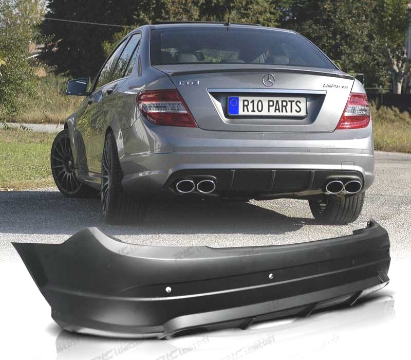 PARA-CHOQUES TRASEIRO MERCEDES CLASE C W204 07-11 LOOK AMG SAIDA DUPLA