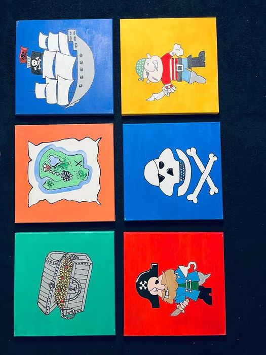 Obrazki Piraci do pokoju chłopca 6 sztuk