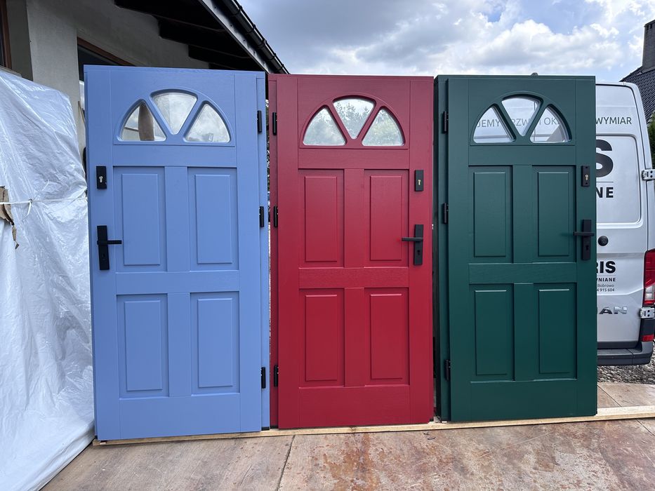 Drzwi zewnętrzne drewniane KRIS NCS RAL Angielskie Cała POLSKA