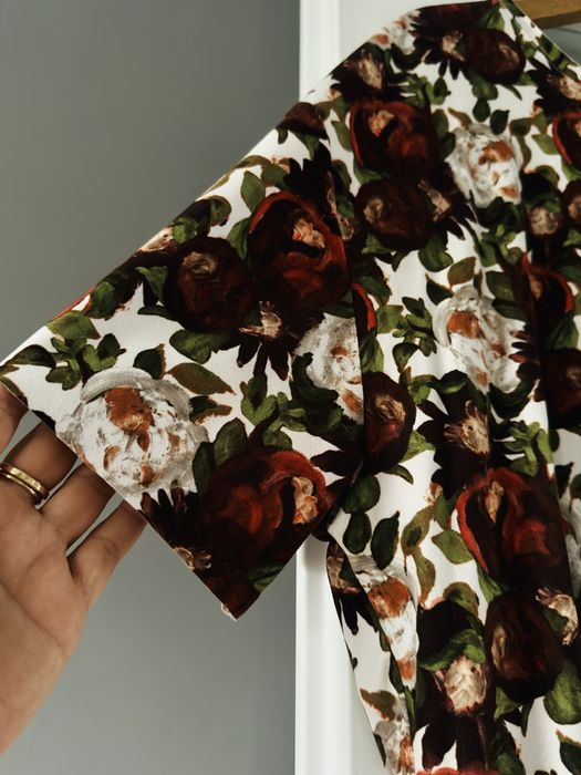 Tshirt koszulka Zara L flower w kwiaty print nadruk all over