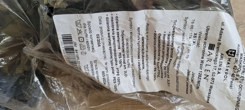 Ubrane ochronne goratex wojskowe XS/XL