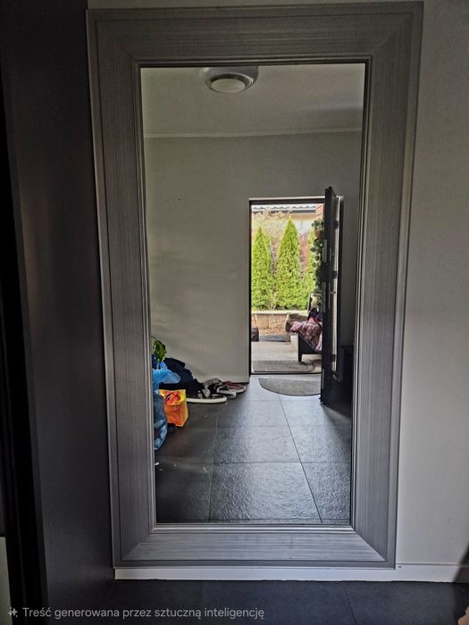 Duże lustro w klasycznej srebrnej ramie  220cm x 120cm