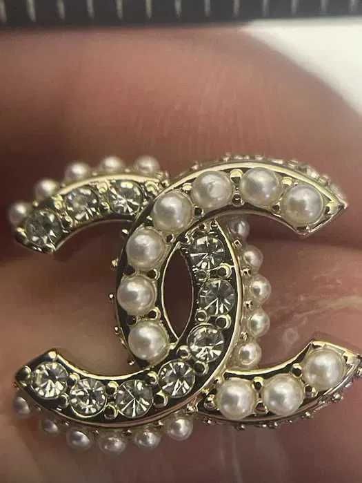 kolczyki złote chanel oryginalne nowe do uszu błyszczące
