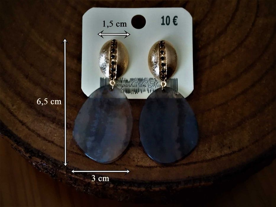 (NOVO, PORTES GRÁTIS) Brincos Boémios Dourados e Cinzentos