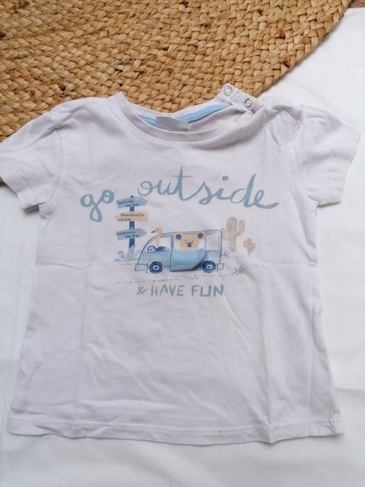T-shirt Branca "Go outside" de Bebé