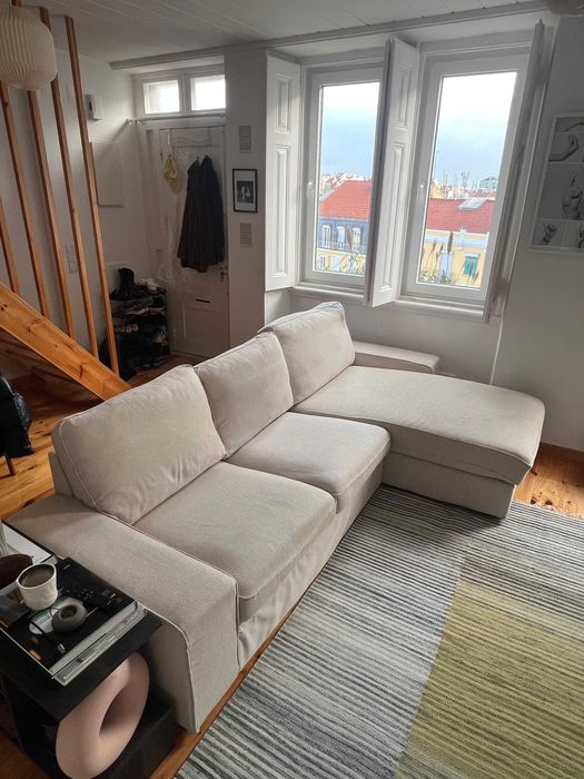 Sofá IKEA KIVIK 3 lugares + chaise longue – Bege claro