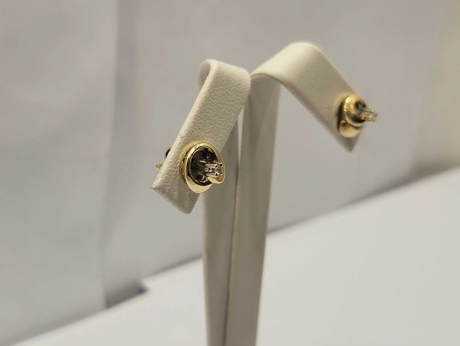 ZŁOTE KOLCZYKI Z DIAMENTEM 0.04CT CZYSTOŚĆ SI1-SI2 2.650G 14K-8K