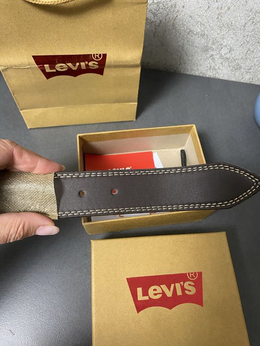 Чоловічий двосторонній шкіряний ремінь Levi’s / Двосторонній пасок Левіс