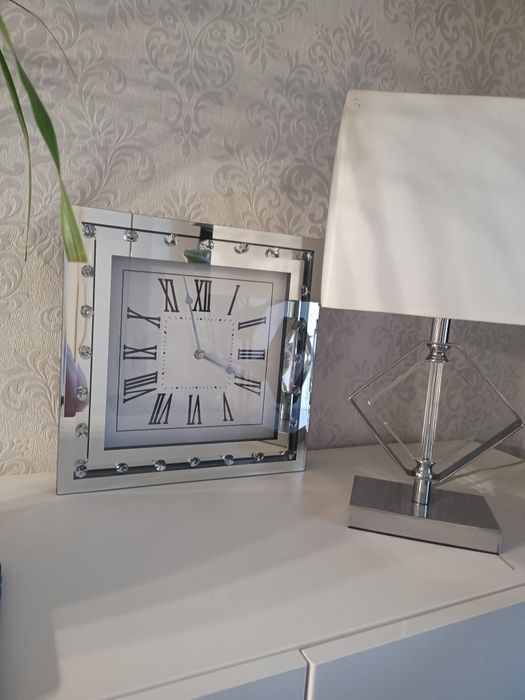 Nowy Wiszący lub stojący zegar Glamour kryształki lustrzany