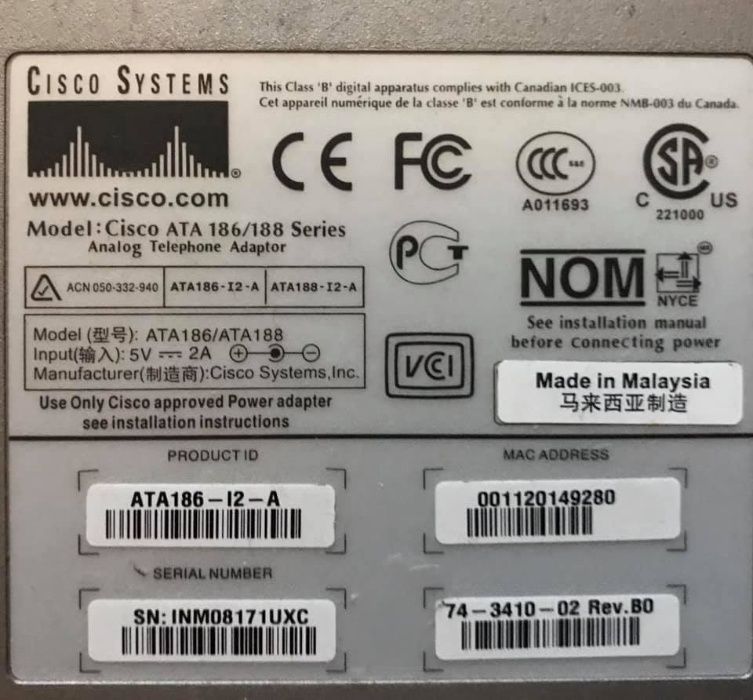 Cisco ATA 186 Analog Telephone Adapter - Adaptador telefónico