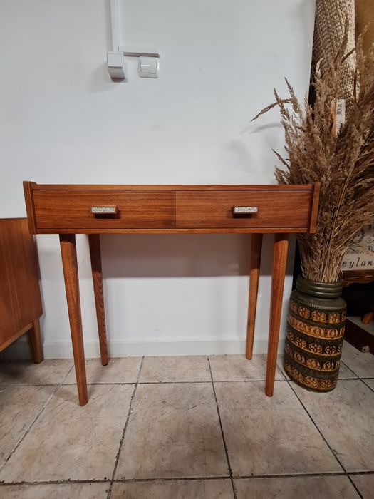 Konsola, małe biurko tekowe, skandynawski design,Szwecja lata 60,mid-c