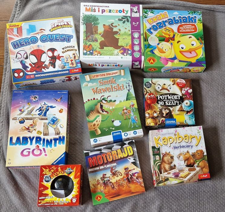 Zestaw gier Jak nowe Kapibary, Potwory do szafy, Spidey Hero Quest , Kwaki Rozrabiaki, Miś i pszczoły, Smoki Wawelski