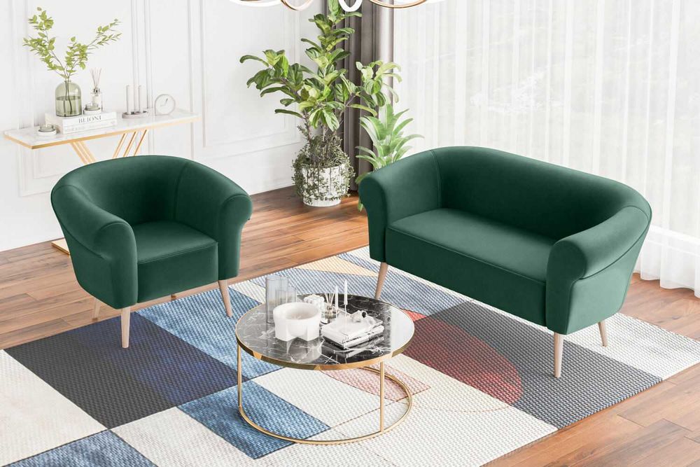 Sofa tapicerowana dwuosobowa do salonu na nóżkach skandynawska ESPER