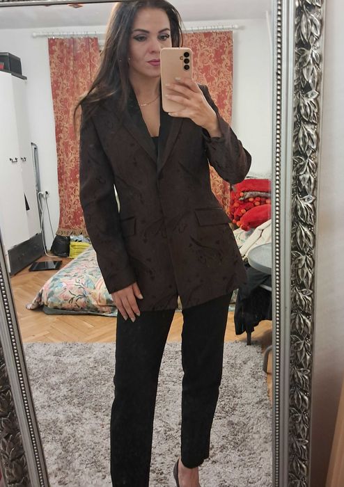 Brązowa francuska elegancka marynarka rozm. M