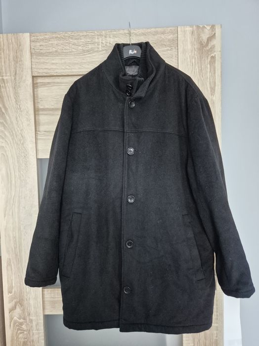 Męski płaszcz wełniany zapinany za zamek I guziki rozmiar  XXL