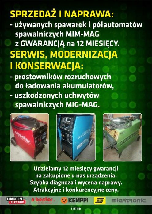 Sprzedaż i Naprawa używanych spawarek Mig Mag z Gwarancją 12-miesięcy
