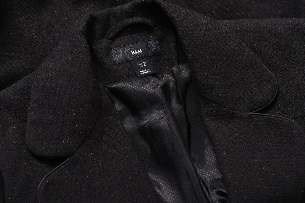 H&M ciepły brązowy żakiet w melanżu r. 36