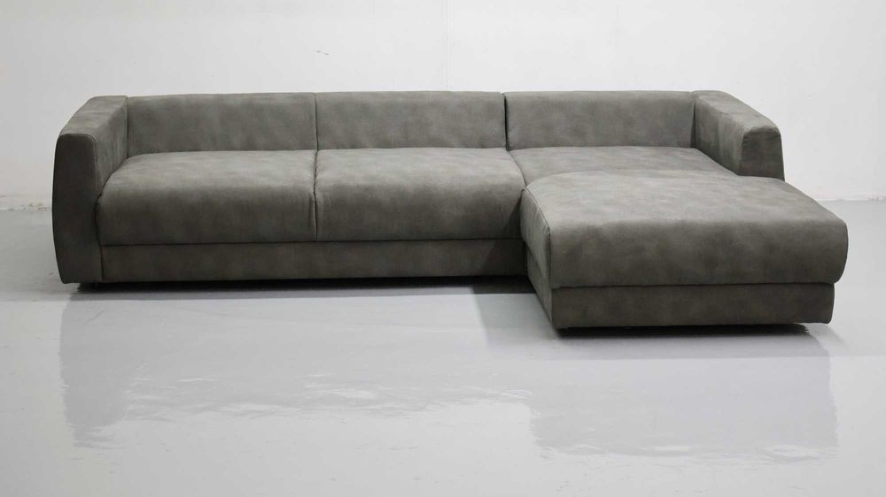 TDO NOWY NOWOCZESNY NAROŻNIK kanapa tkanina popiel z zielenią sofa