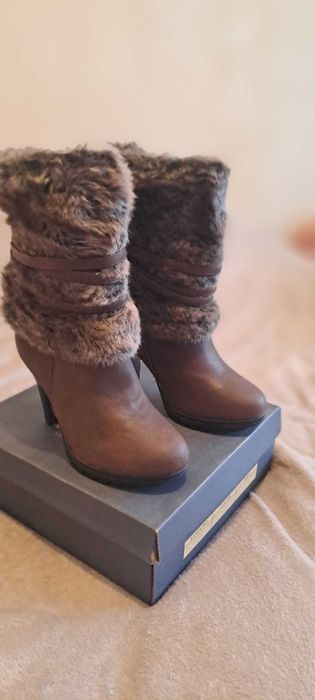 Buty eleganckie R 36 brązowe zimowe