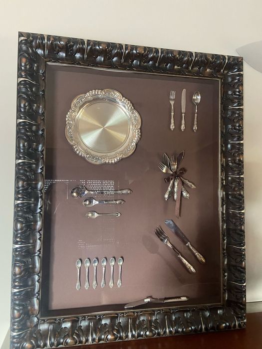 Quadro Castanho com prateado