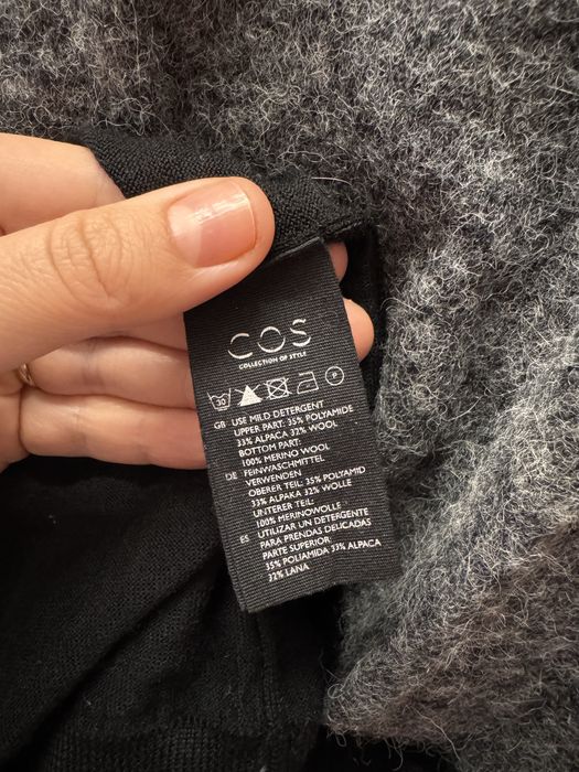 COS Sukienka Swetrowa Wełna Alpaka Merino Wool M 38 Premium Szara Czarna Stan Idealny