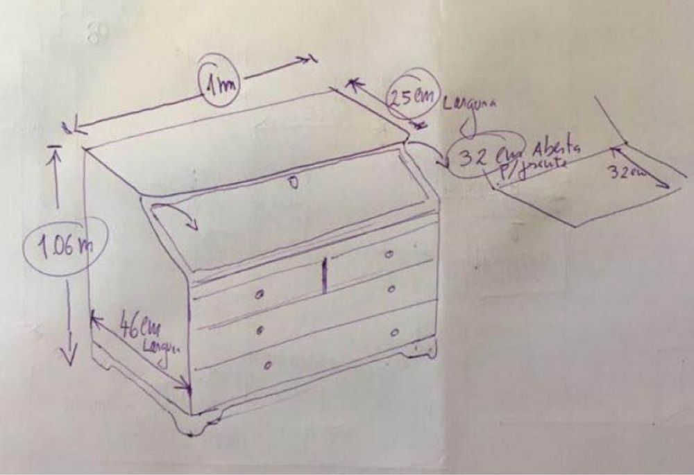 Escrivaninha clássica madeira maciça
