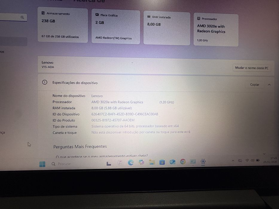 Portatil lenovo  v15-ADA