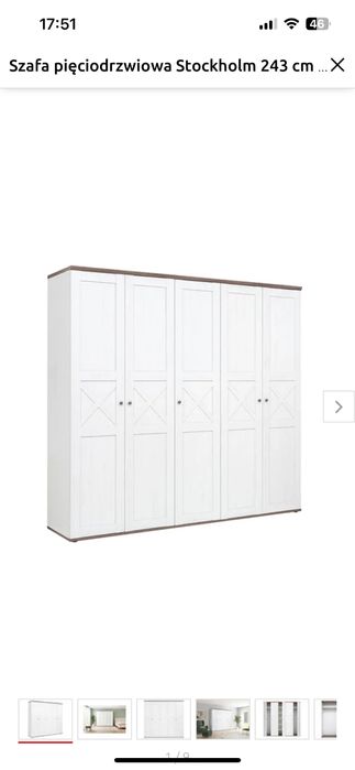 Szafa pięciodrzwiowa Stockholm 243 cm sosna andersen biała