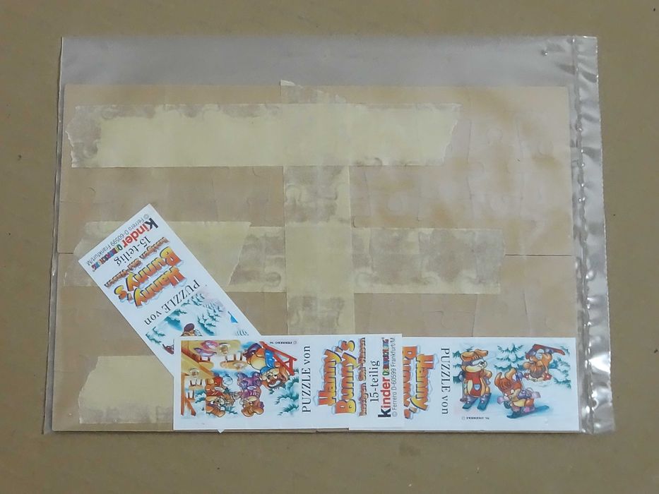 Unikat! Komplet Puzzle Kinder Niespodzianka 1996 - Hanny Bunny Ski Hasen + Ulotki