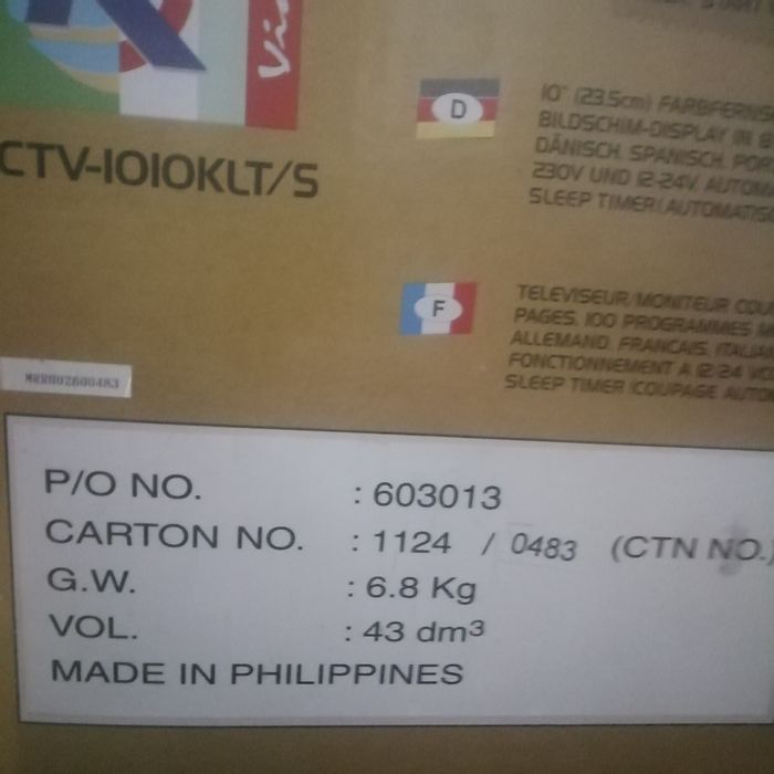 TV Roadstar 12v/24 230v