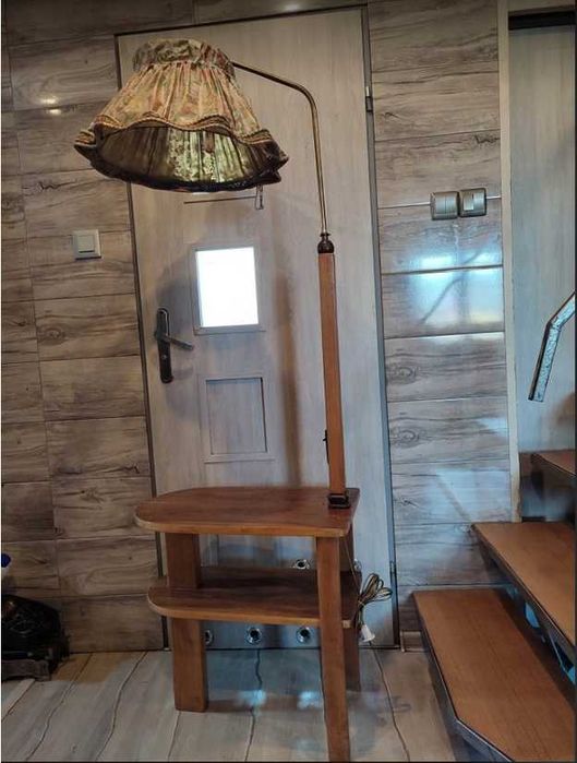 Lampa podłogowa,stojąca,art deco,drewniana