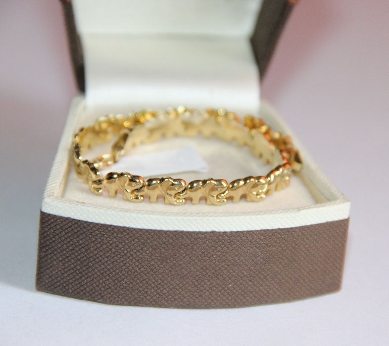 ZŁOTA bransoletka słon słonie słoniki słonik zlot 585 Apart bransoleta