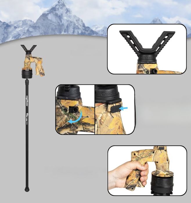 !!Pastorał myśliwski automatyczny monopod FIERY DEER 152 cm PREMIUM!!
