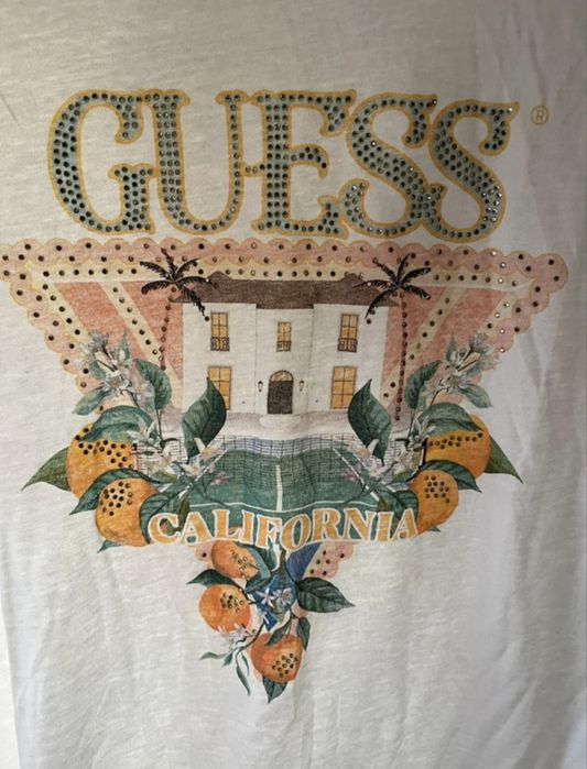Tshirt Guess xl branca e tons laranja
