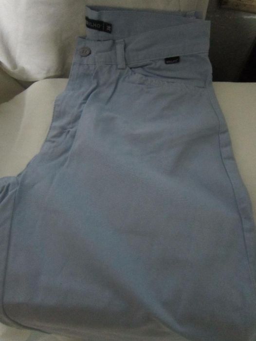 Calças Brilho Azuis Tamanho 36 de Senhora de fecho