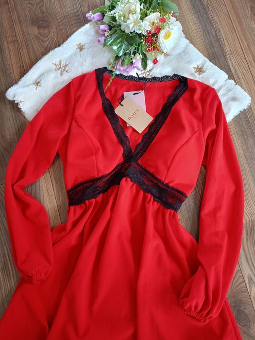 Nowa czerwona sukienka S wesele okazje imprezy