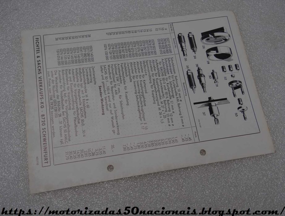 Sheets with Tool List for Sachs Engine Repair64741036961665123