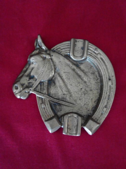 Vintage Brass Ashtray - Equestrian/Horse Theme