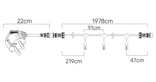 girlanda świetlna ogrodowa 20m +21x żarówka led 1w