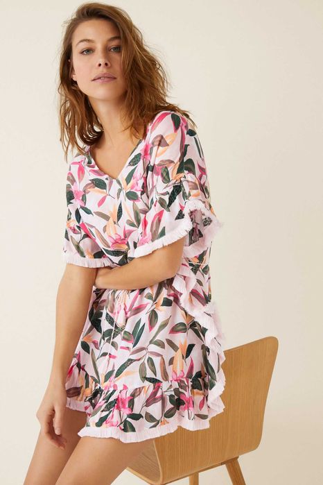 Túnica estampada beachwear