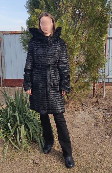 Натуральна шубка-пальто зі стриженої нутрії