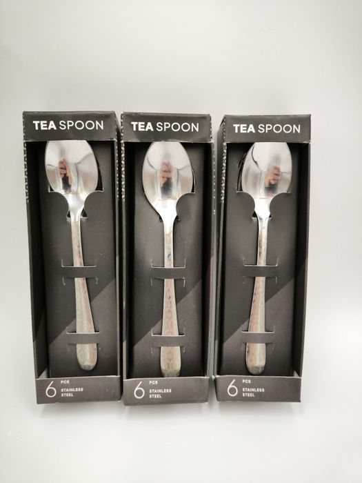 Łyżeczka zestaw łyżeczek do herbaty kawy deserów srebne stainless steel 18 sztuk 3x6 szt