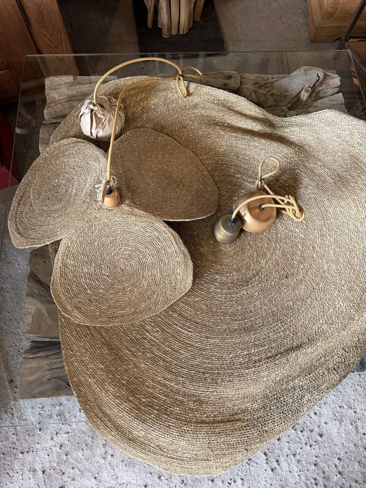 Lampa wisząca BOHO kwiat lotus jutowa naturalna Bali