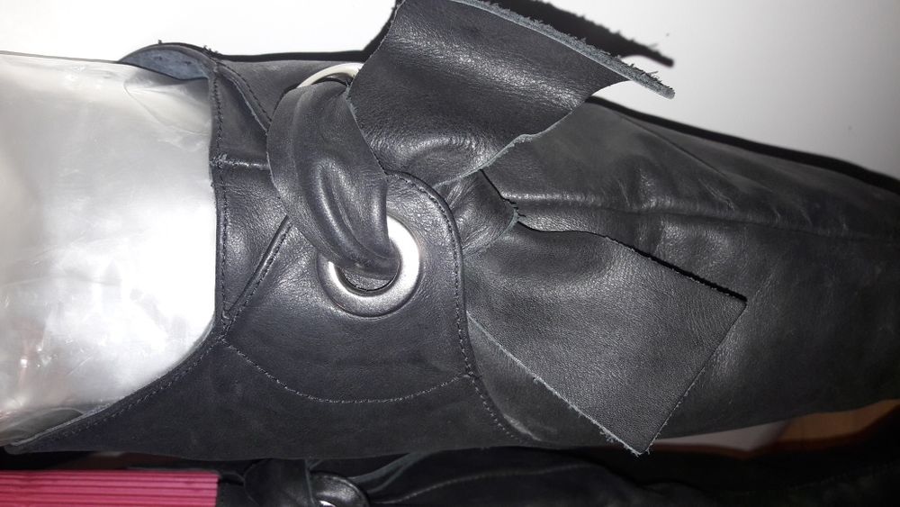 Kozaki szpilki skórzane