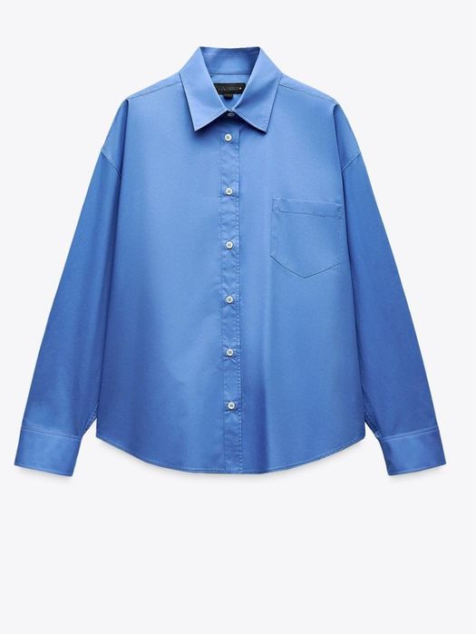 Нова жіноча блакитна сорочка Zara розмір м оверсайз