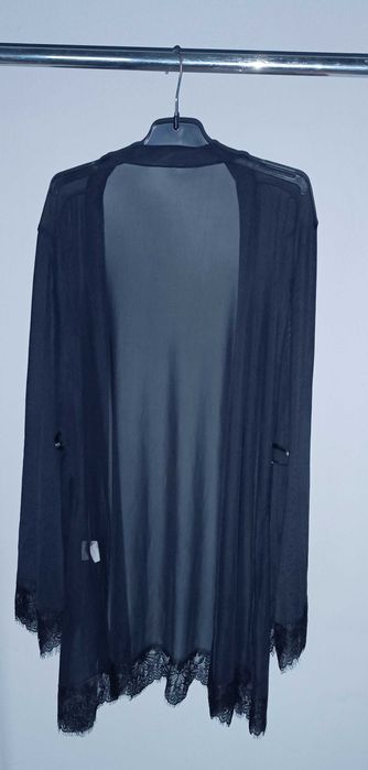 Cienki czarny szlafrok M