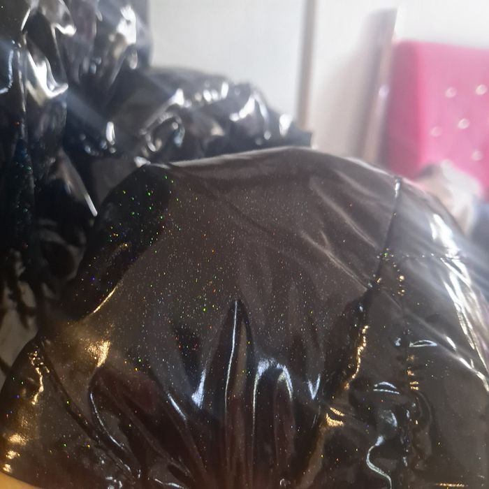 Kurtka czarna lakierowana kamizelka futerko 38 40